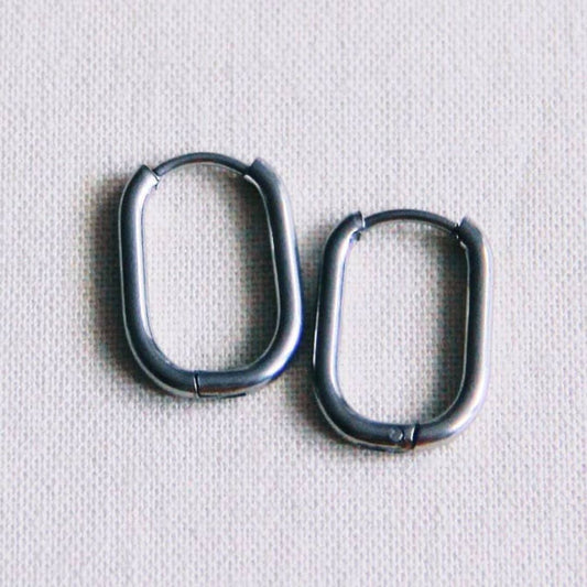 Damen Creolen aus Edelstahl oval 'Basic' silber 16 mm