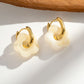 Damen Creolen gold mit bunten Harzblumen ecru