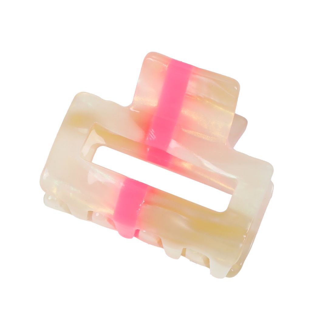 Damen Haarklammer Mini mit Streifen creme/rosa