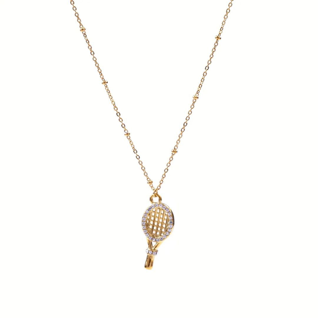 Damen Halskette'Tennisschläger' gold