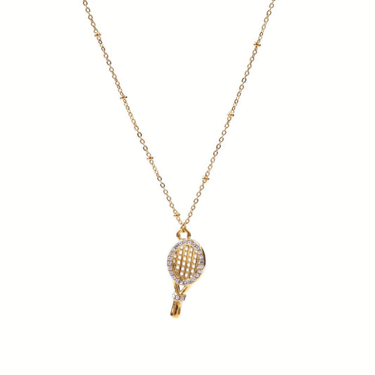 Damen Halskette'Tennisschläger' gold