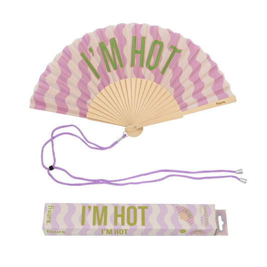 Damen Handfächer 'I'm hot' lila Wellen