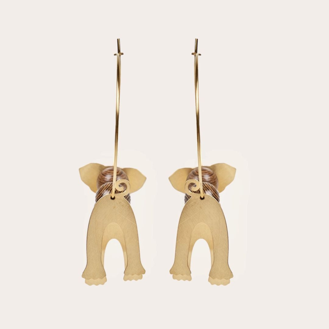 Damen Ohrringe Creolen 3D Elefanten gold
