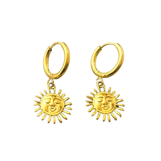 Damen Ohrringe Creolen im Sonnendesign gold