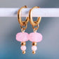 Damen Ohrringe Creolen mit Facette und Stein pink