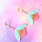Damen Ohrringe 'Ginkgo-Blüten' helltürkis/pink