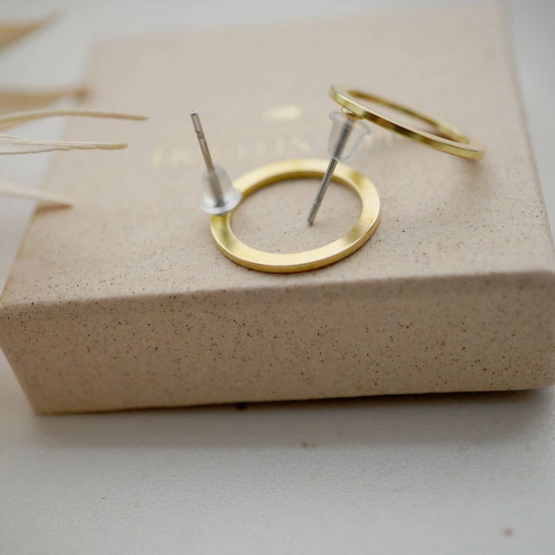 Damen Ohrstecker 'Ring' goldfarben