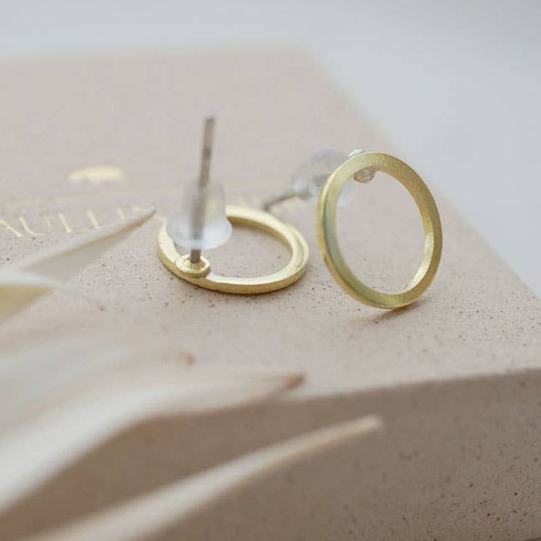 Damen Ohrstecker 'Ring' goldfarben