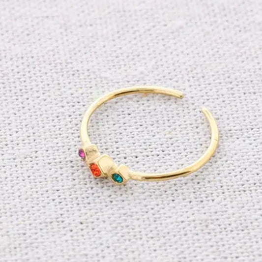 Damen Ring 'Triple Crystals' gold/multicolor