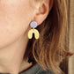 Damen Squishy Arch Bogen Ohrringe in flieder/hellgelb