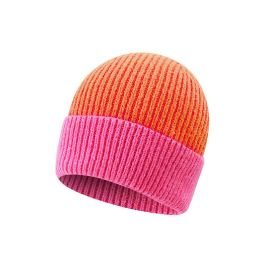 Damen Strickmütze 'Colorblock' orange/pink