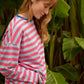 Damen T-Shirt LS 'Núria' hellblau/fuchsia