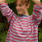 Damen T-Shirt LS 'Núria' hellblau/fuchsia