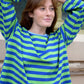 Damen T-Shirt LS 'Núria' grün/marineblau