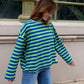 Damen T-Shirt LS 'Núria' grün/marineblau
