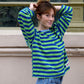 Damen T-Shirt LS 'Núria' grün/marineblau