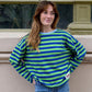 Damen T-Shirt LS 'Núria' grün/marineblau