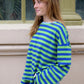 Damen T-Shirt LS 'Núria' grün/marineblau