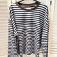 Damen T-Shirt LS gestreift blau/choco