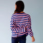 Damen T-Shirt LS 'Núria' marineblau/rosa