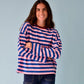 Damen T-Shirt LS 'Núria' marineblau/rosa