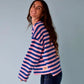 Damen T-Shirt LS 'Núria' marineblau/rosa