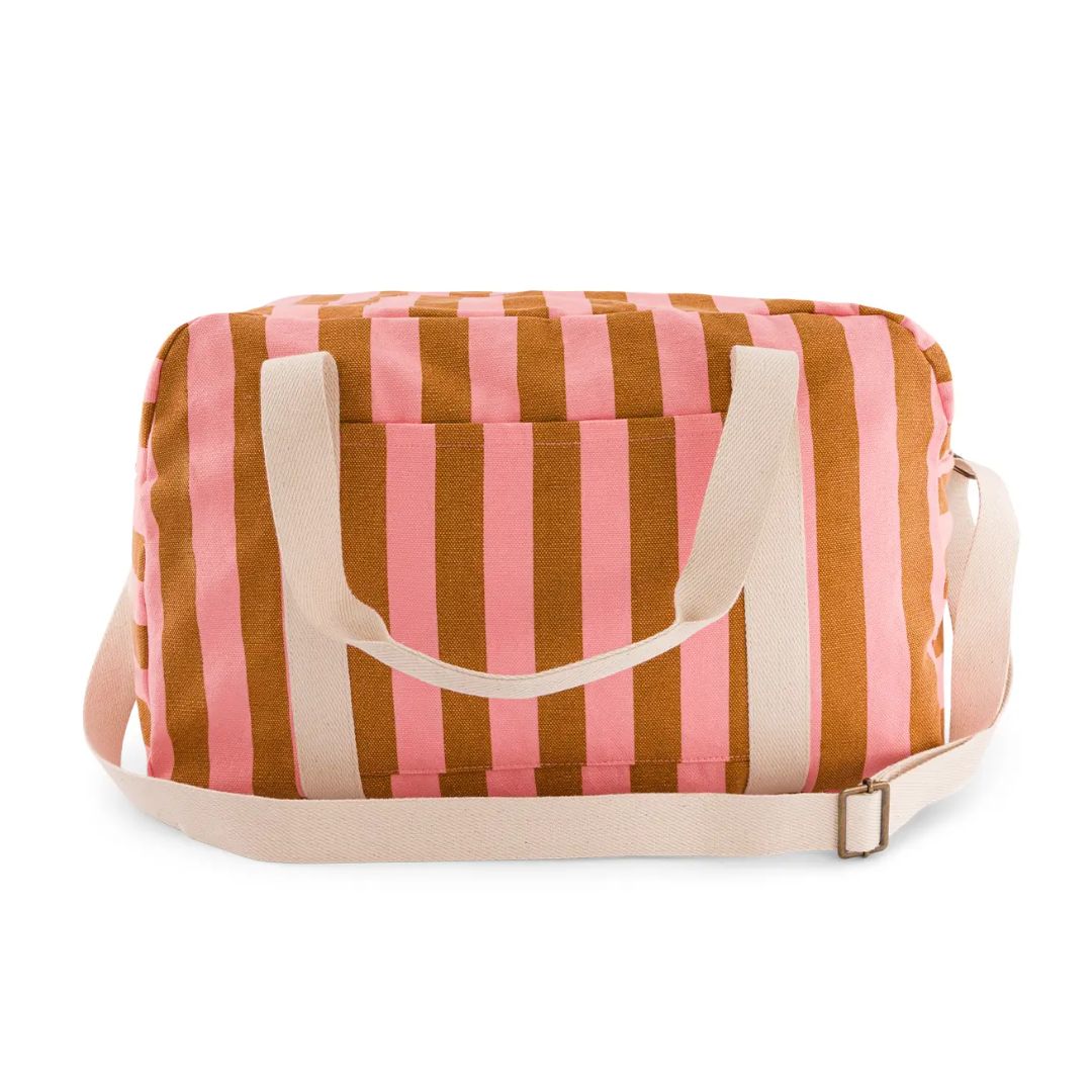 Damen Wochenendtasche Raphael Streifen Karamell/Erdbeere