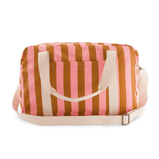 Damen Wochenendtasche Raphael Streifen Karamell/Erdbeere