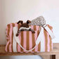 Damen Wochenendtasche Raphael Streifen Karamell/Erdbeere