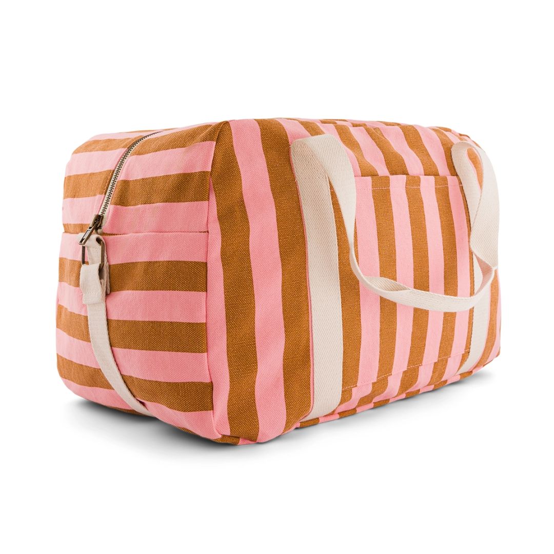 Damen Wochenendtasche Raphael Streifen Karamell/Erdbeere