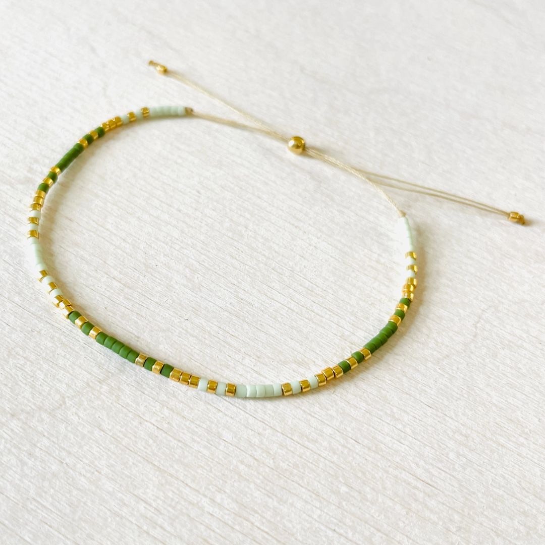 Damen Armband Single 'Miyuki Perlen' grün/mint/gold