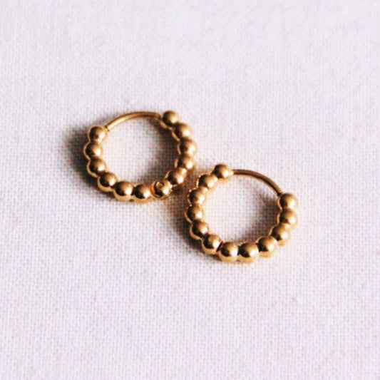 Damen Creolen 'Kugeln' gold 1 cm