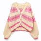 Damen Grobstrick-Cardigan mit Streifen rosa/creme
