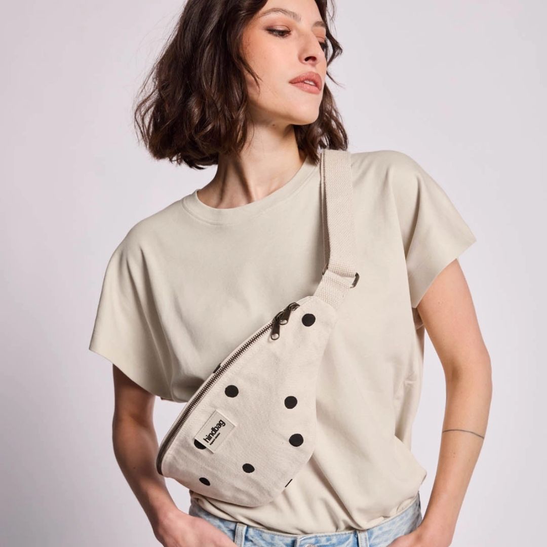 Damen Gürteltasche 'Olivia Punkte' ecru