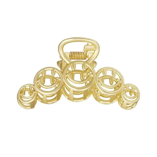 Damen Haarspange Big Metal 'Smiley Vintage' gold