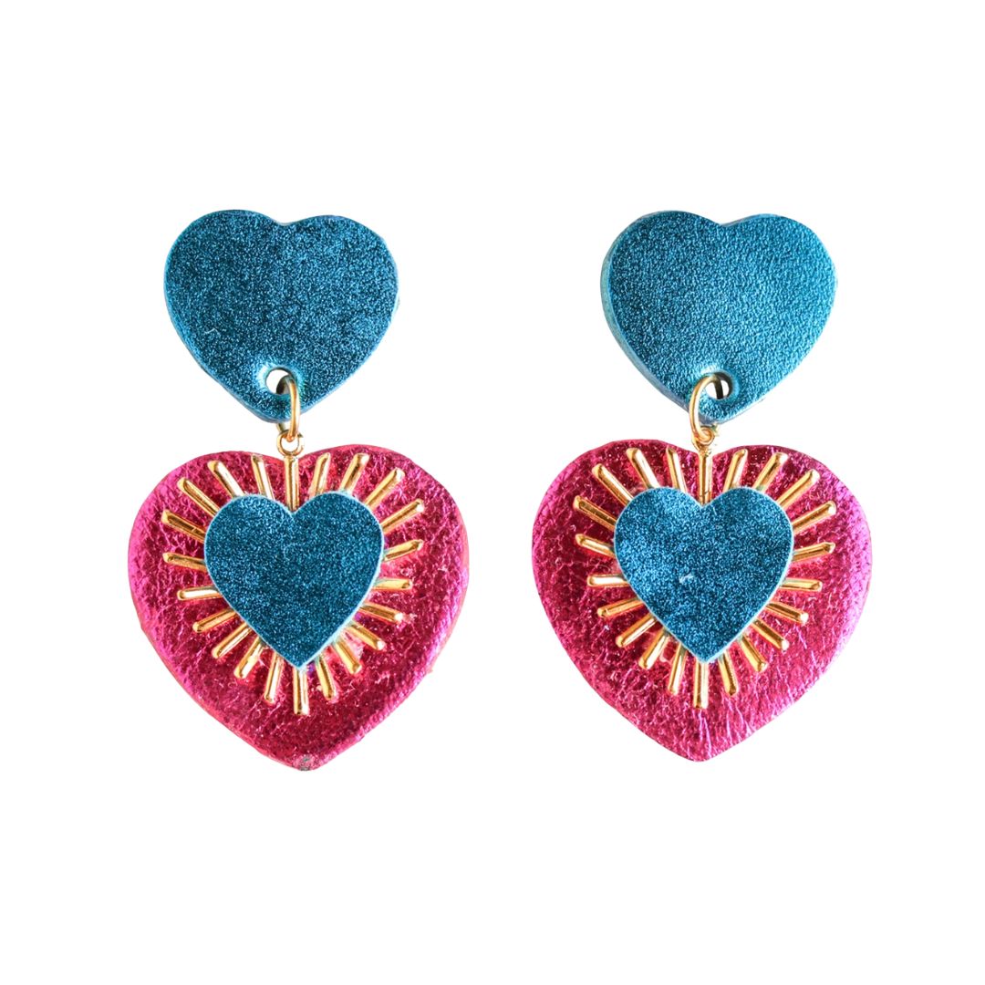 Damen Ohrringe 'Ex-Voto' metallic blau/fuchsia