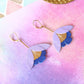 Damen Ohrringe 'Ginkgo-Blüten' mauve/metallic blau