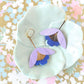 Damen Ohrringe 'Ginkgo-Blüten' mauve/metallic blau