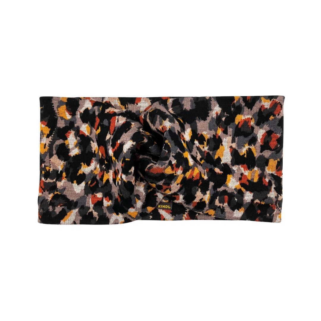 Damen Stirnband Organic Cotton Jersey 'Twist Headband Abstract Leo'