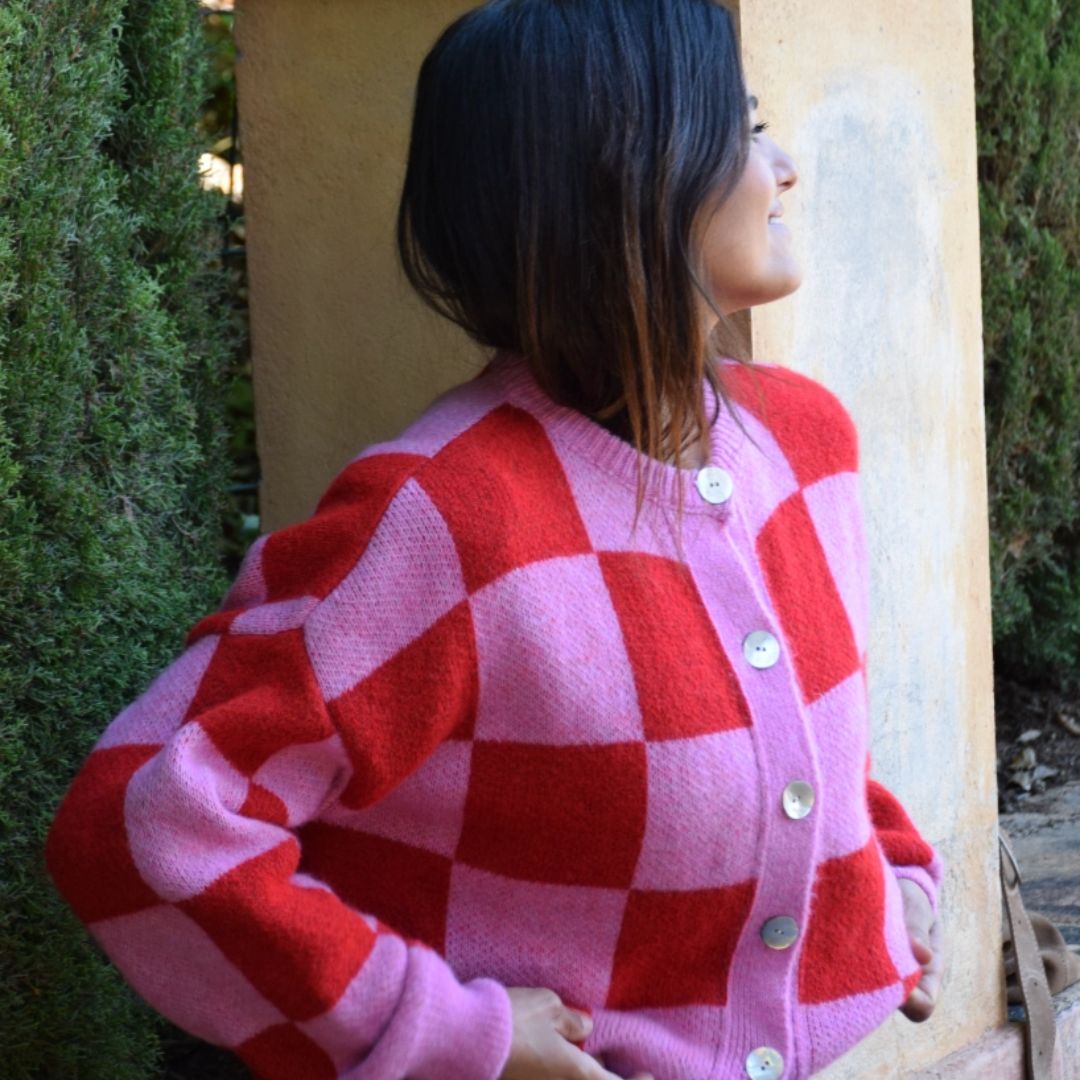 Damen Strickjacke 'Valentina' rot/rosa
