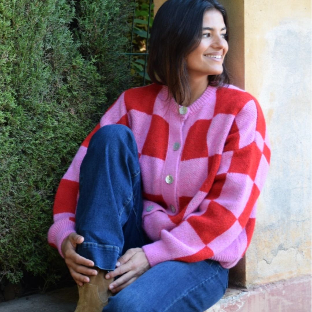 Damen Strickjacke 'Valentina' rot/rosa