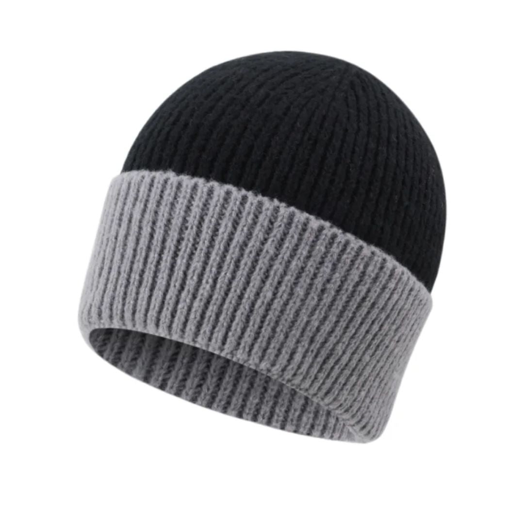 Damen Strickmütze 'Colorblock' schwarz