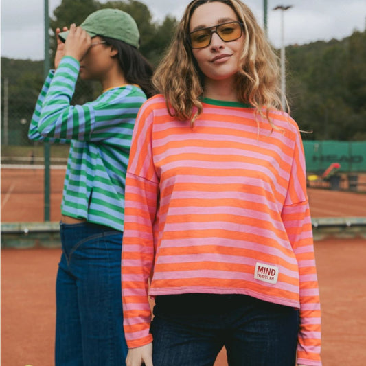 Damen T-Shirt LS 'Núria' rosa/orange