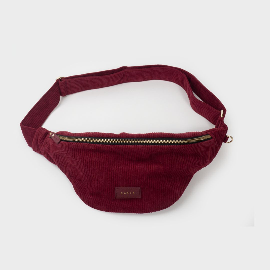 Damen Gürteltasche Cordoptik bordeaux