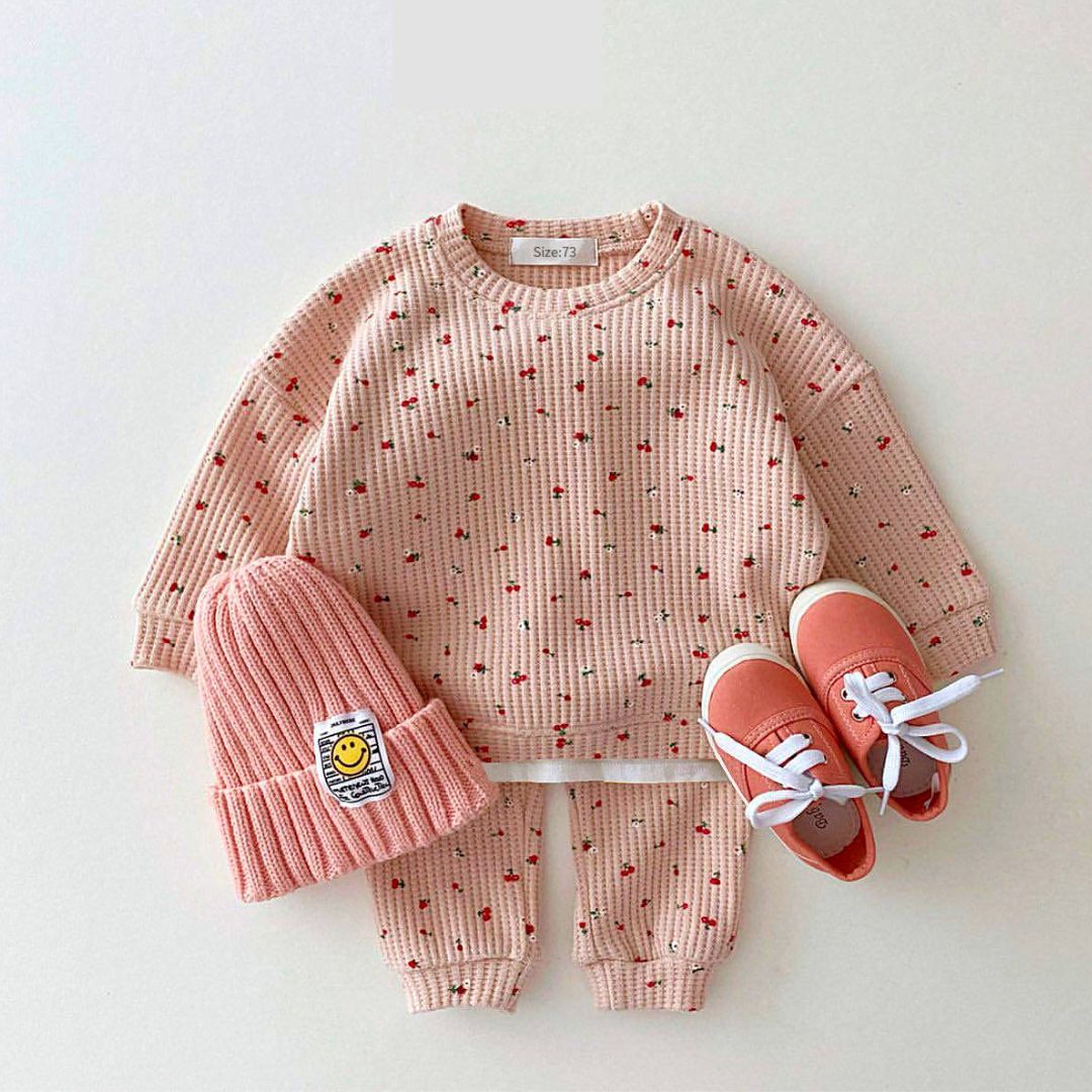 Outfit Set mit Blümchen Allover rosa