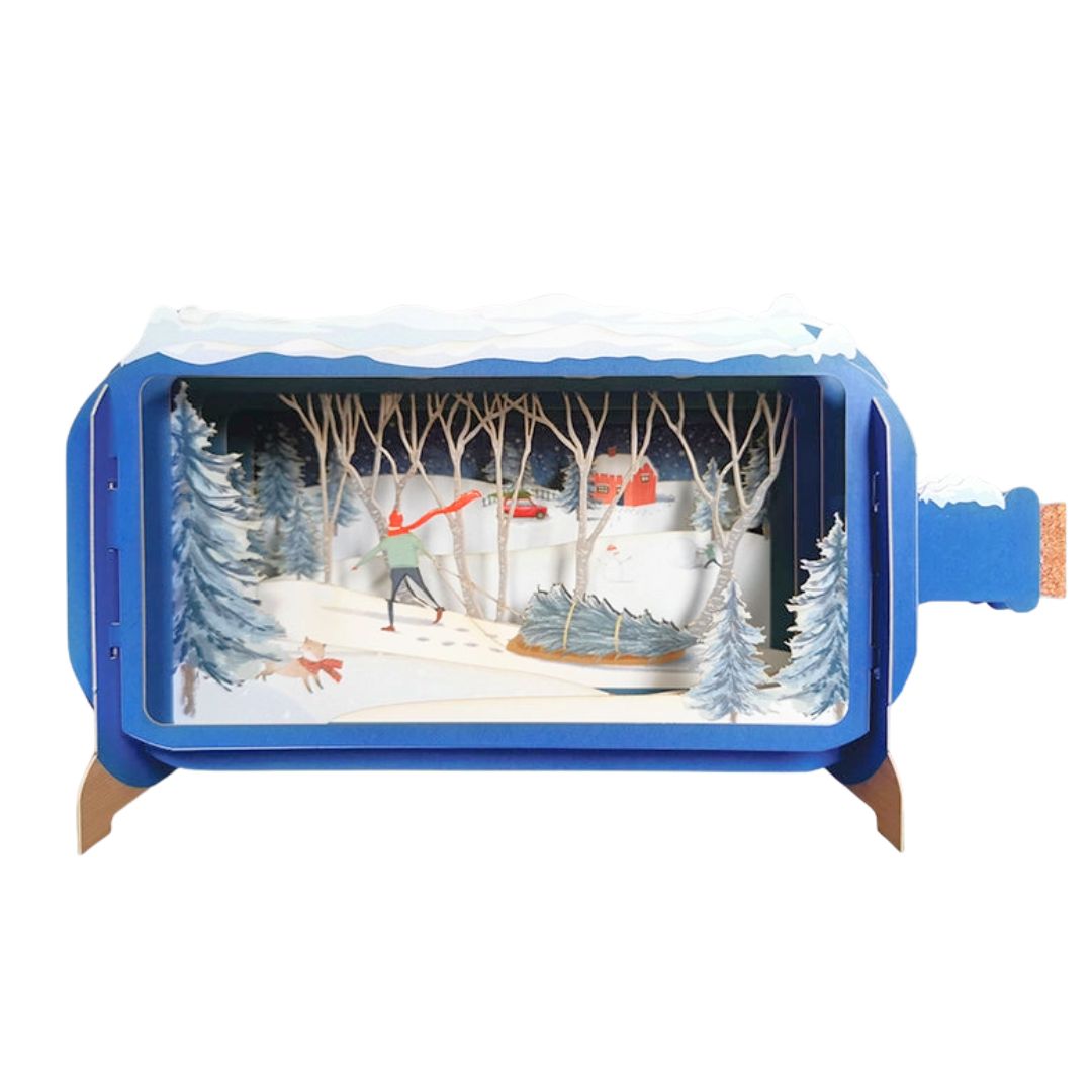 Dimensionale Pop Up Weihnachtskarte mit Umschlag 'Weihnachtstreiben'