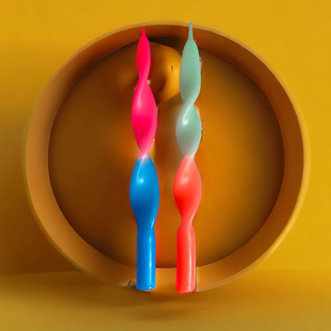 Dip Dye Kerzen Set aus 2 'Miami Edition Ocean' blau/rot