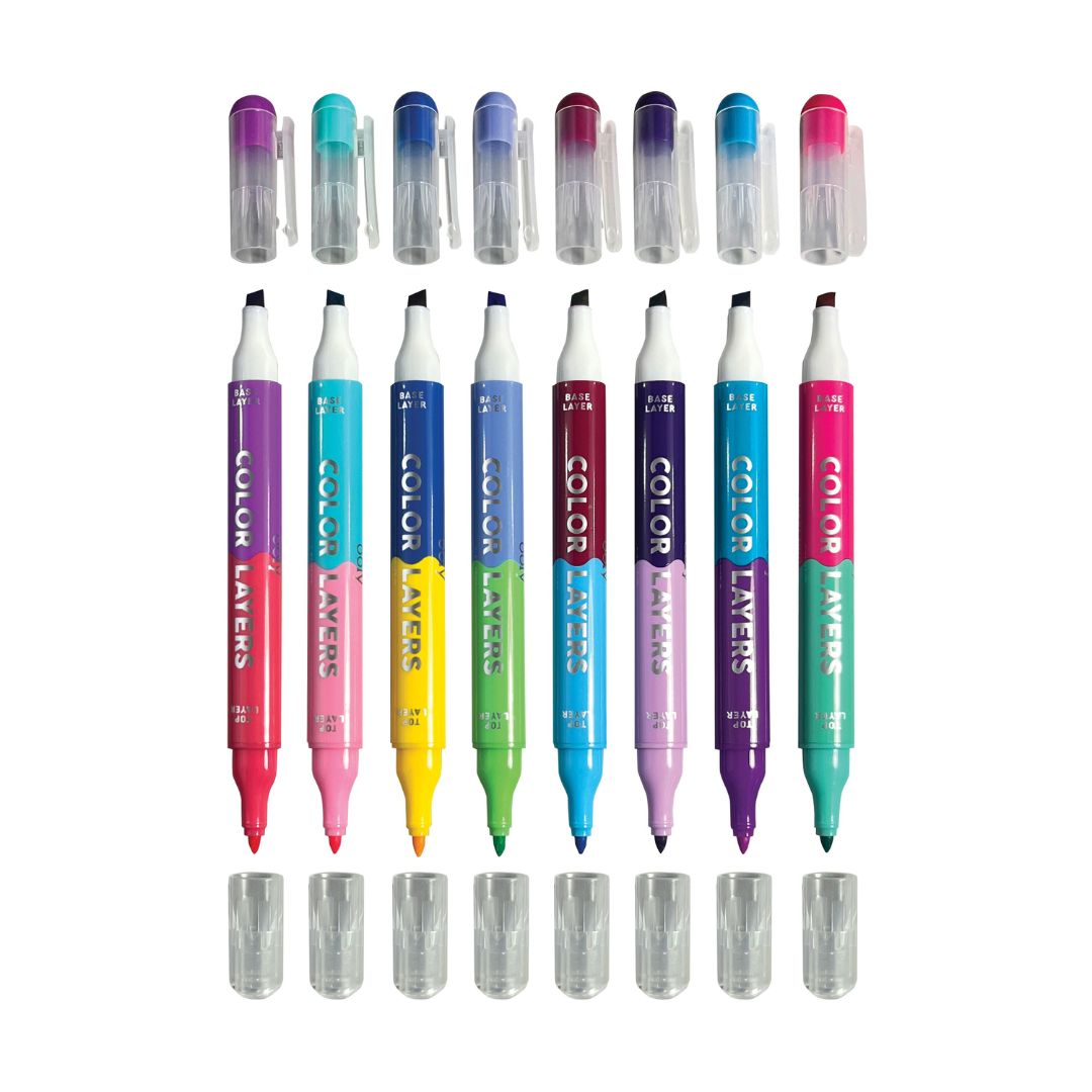 Doppelseitige Layering-Marker  Farbe über Farbe malen