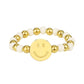 Elastischer Damen Perlenring Smiley gold/weiß