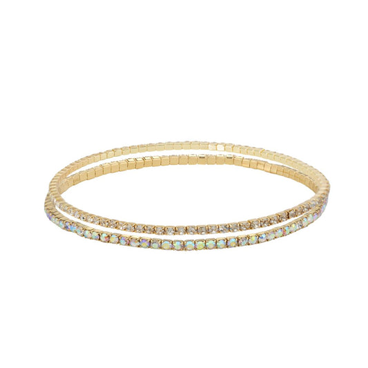 Elastisches Damen Armband 2er Set 'Shine' gold